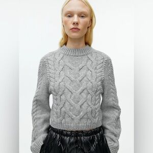 Arket Light Gray Cable Knit Sweater